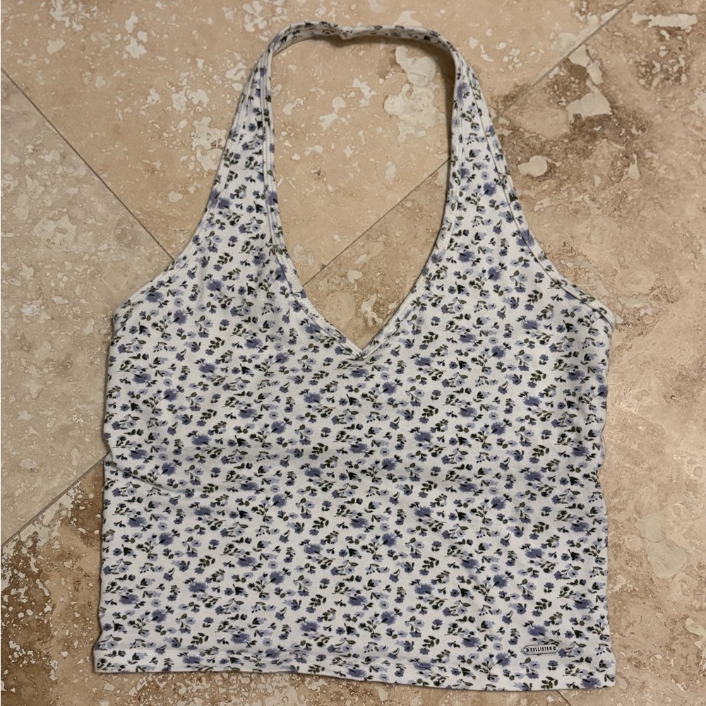 Hollister Blue and White Floral halter
